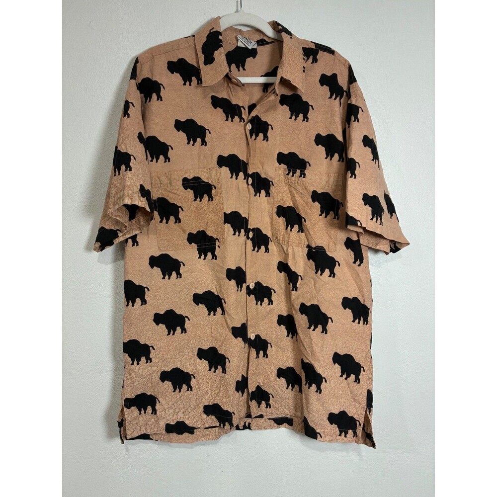 Rum Reggae Cabana Shirt Mens XL Buffalo All Over Print Short Sleeve Pockets